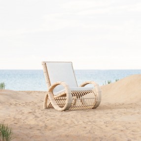 Azzurro Paloma Club Chair In Matte White Aluminum Frame And Almond All-Weather Wicker - Lifestyle