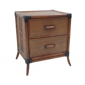 Hospitality Rattan Home Palm Cove 2-Drawer Nightstand w/glass