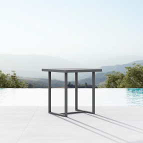 Azzurro Living Pavia Counter Table 35" With Matte Charcoal Aluminum Frame and Top - Lifestyle