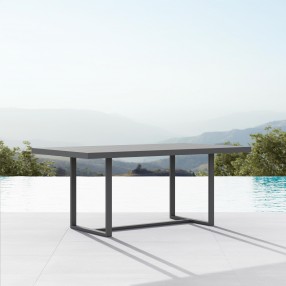 Azzurro Living Pavia Rectangular Dining Table 71" With Matte Charcoal Aluminum Frame And Charcoal Aluminum Top - Lifestyle