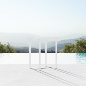 Azzurro Living Pavia Bar Table 35" With Matte White Aluminum Frame And Top - Lifestyle