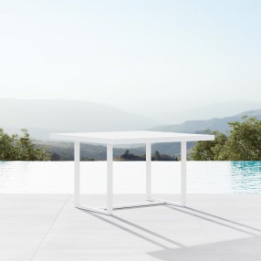Azzurro Living Pavia Square Dining Table 48" With Matte White Aluminum Frame Matte White Aluminum - Lifestyle