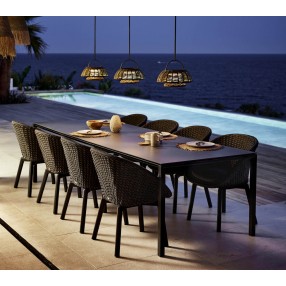 Cane-Line Illusion Lamp Hanging Dining Table Night View 