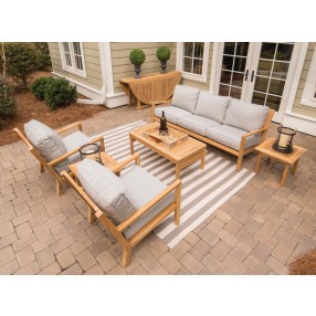 Royal Teak Coastal Set with 3-Seat Sofa and Two Club Chairs and Miami Coffee Table