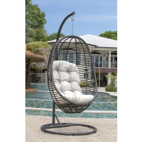 Panama Jack Outdoor Graphite 2-Piece Hanging Chair with Cushion Outdoor View