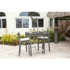 Panama Jack Outdoor Graphite 3-Piece Pub Set with Cushions