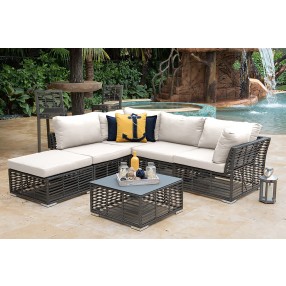 Panama Jack Outdoor Graphite 6-Piece Sectional with Cushions Close View