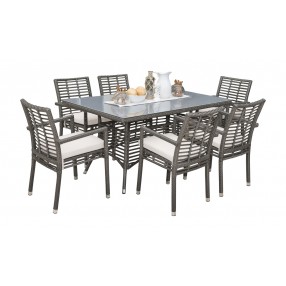 Panama Jack Outdoor Graphite 7-Piece Armchair Dining Set with Cushions