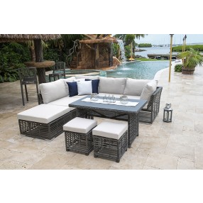 Panama Jack Outdoor Graphite 7-Piece High Ct Sectional with Cushions