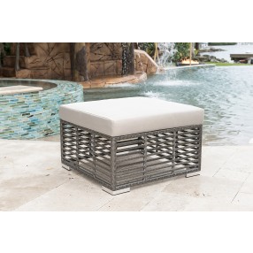 Panama Jack Outdoor Graphite Square Ottoman with Cushion Outdoor 