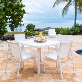 Panama Jack Outdoor Mykonos Aluminum Sling 4 Piece Seating Dining Set