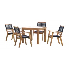 Panama Jack Outdoor Laguna Acacia Wood Rope 5 Piece Dining Set