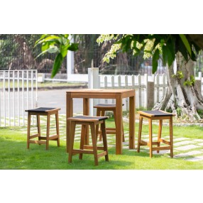 Panama Jack Outdoor Laguna Acacia Wood Rope 5 Piece Backless Pub Dining Set
