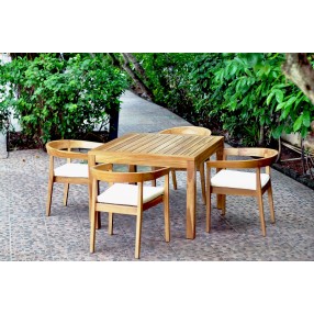 Panama Jack Outdoor Bali Teak 5-Piece Square Dining Table with Cushions