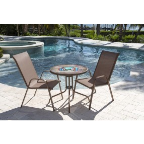 Panama Jack Outdoor Cafe 3 PC Chairman of the Board High back Sling Bistro Set