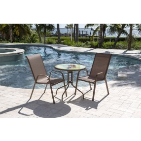 Panama Jack Outdoor Cafe 3 PC Parrot High back Sling Bistro Set