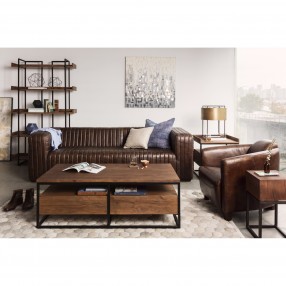 Moe's Home Collection Salzburg Club Chair - Dark Brown Leather - Lifestyle