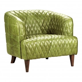 Moe's Home Collection Magdelan Tufted Arm Chair - Jungle Grove Green Leather - Front Side Angl