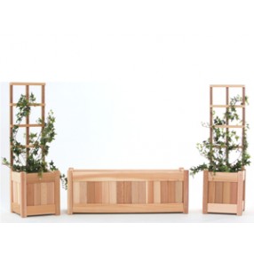 All Things Cedar 3 Piece Western Red Cedar Outdoor Planter with Trellis