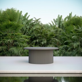 Azzurro Living Palma 40" Coffee Table White With Matte Charcoal Aluminum Frame And Matte Charcoal Aluminum - Lifestyle