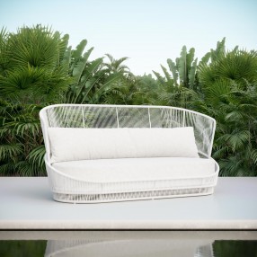 Azzurro Palma 3 Seat Sofa In Matte White Aluminum Frame And White All-Weather Texteline Rope - Lifestyle