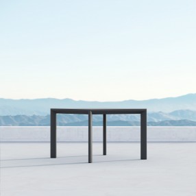Azzurro Living Porto Square Dining Table With Matte Charcoal Aluminum Frame And Matte Charcoal Aluminum - Lifestyle