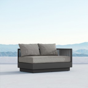 Azzurro Porto Left Arm Sofa In Matte Charcoal Aluminum Frame And Ash All-Weather Rope - Lifestyle