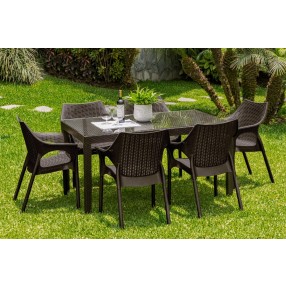 Hospitality Rattan Patio Plastique 7-Piece Armchair Dining Set