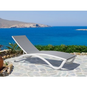 Hospitality Rattan Patio Archway Set of 2 Stackable Grey Sling Chaise Longer Outdoor