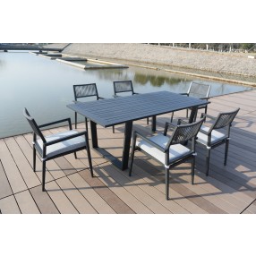 Hospitality Rattan Patio Manhattan 7-Piece Dining Set with Cushions