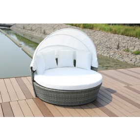 Hospitality Rattan Patio Manhattan Grey Wicker Canopy Daybed Outdoor View