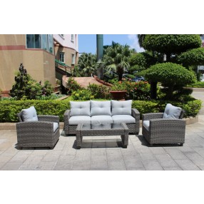 Hospitality Rattan Patio Haven Cove 4-Piece Sofa Set with Cushions
