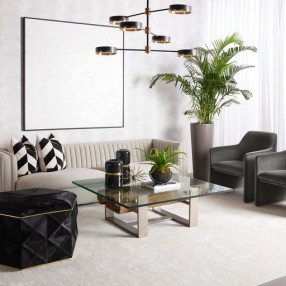 Sunpan Doreen Lounge Chair in Lux Brass - Diamond Mummy - Lifestyle