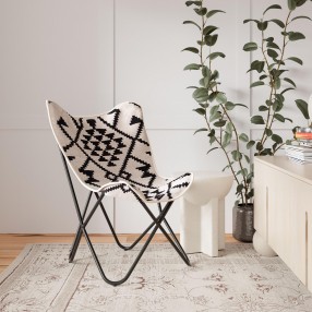 Rabat Accent Chair Beige & Black- Lifestyle 1