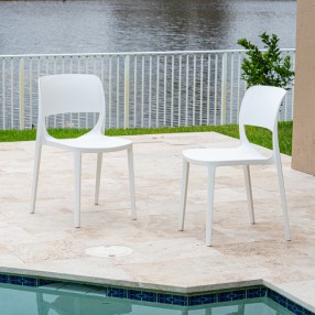 Rainbow Outdoor Bella Set of 2 Stackable Side Chair-White