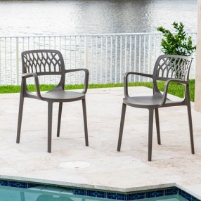 Rainbow Outdoor Elsa Set of 2 Stackable Armchair Cappuccino