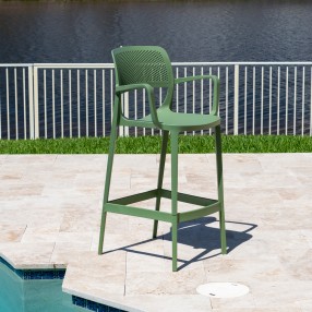 Rainbow Outdoor Mila Set of 2 Stackable Barstool Green