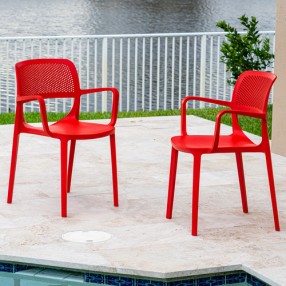 Rainbow Outdoor Mila Set of 2 Stackable Armchair Red