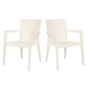 Rainbow Outdoor Montana Set of 2 Stackable Armchair White