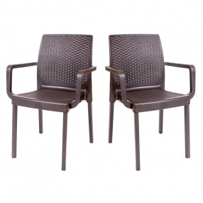 Rainbow Outdoor Napoli Set of 2 Stackable Armchair Brown