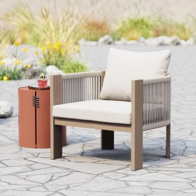 Rebel Accent Chair in Beige- Lifestyle 1