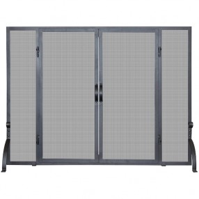 Mr. Bar-B-Q UniFlame® Single Panel Black Wrought Iron Screen with Doors, Large