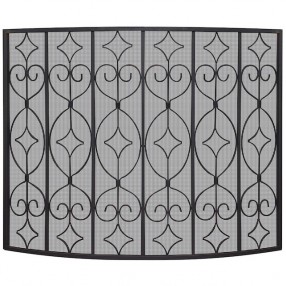 Mr. Bar-B-Q UniFlame® Single Panel Black Wrought Iron Curved Ornate Screen