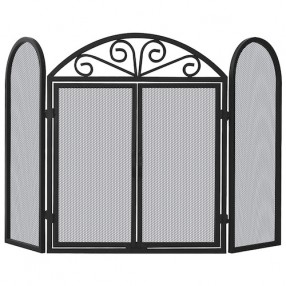 Mr. Bar-B-Q UniFlame® 3 Fold Black Wrought Iron Screen with Opening Doors