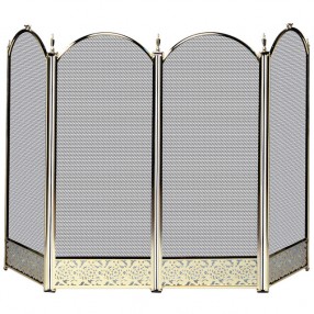 Mr. Bar-B-Q UniFlame® 4 Fold Polished Brass Finish Screen with Decorative Filigree