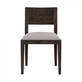 Sunpan Francis Dining Chair in Dark Brown-Linoso Light Grey - Front Angle