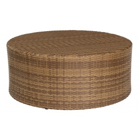 Woodard Saddleback Round Coffee Table in Mocha