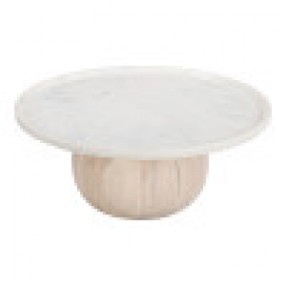 Savona Coffee Table White & Natural - Front Angled
