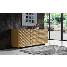 Whiteline Modern Living Harper Buffet In High Gloss Gold And Design On Doors - Lifestyle