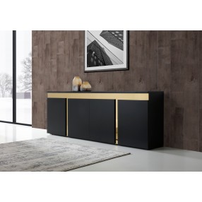 Whiteline Modern Living Sumo Buffet Matt Black In Polished Gold Stainless Steel Frame - Lifestyle